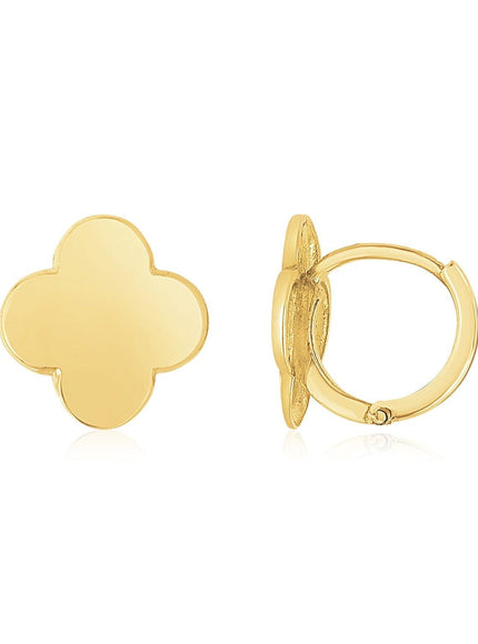 14K Yellow Gold Polished Clover Stud Earrings - Ellie Belle