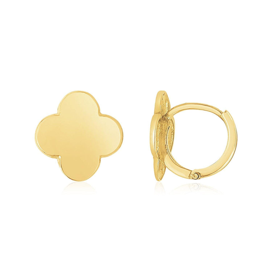 14K Yellow Gold Polished Clover Stud Earrings - Ellie Belle