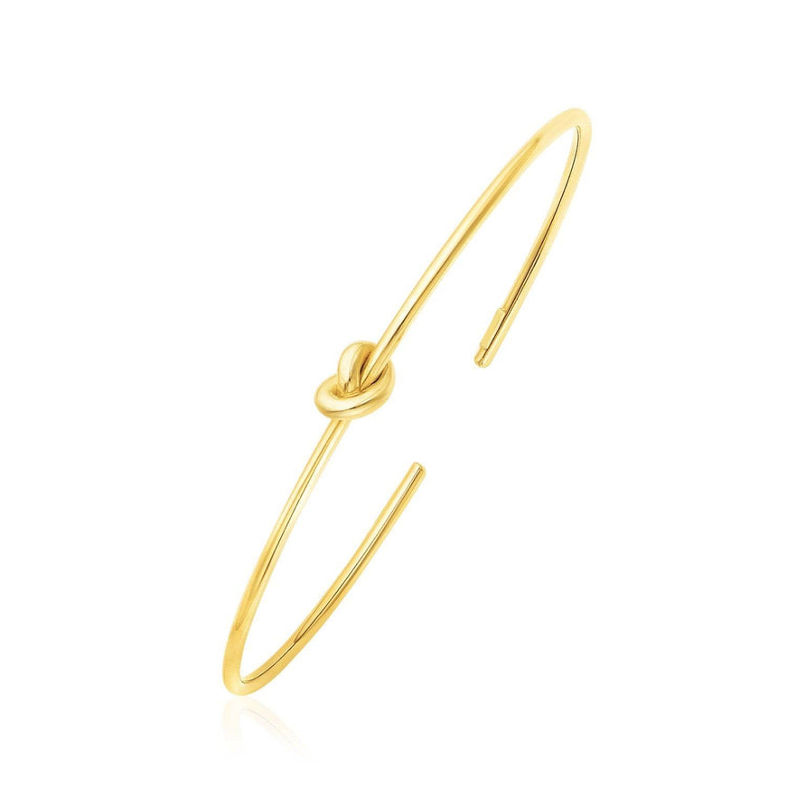 14k Yellow Gold Polished Cuff Bangle with Knot - Ellie Belle