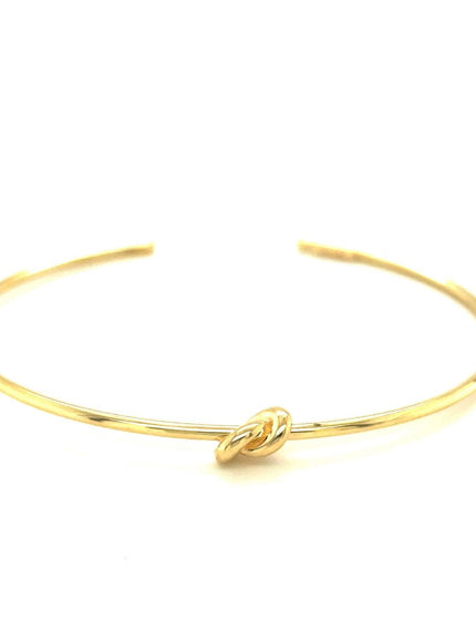 14k Yellow Gold Polished Cuff Bangle with Knot - Ellie Belle