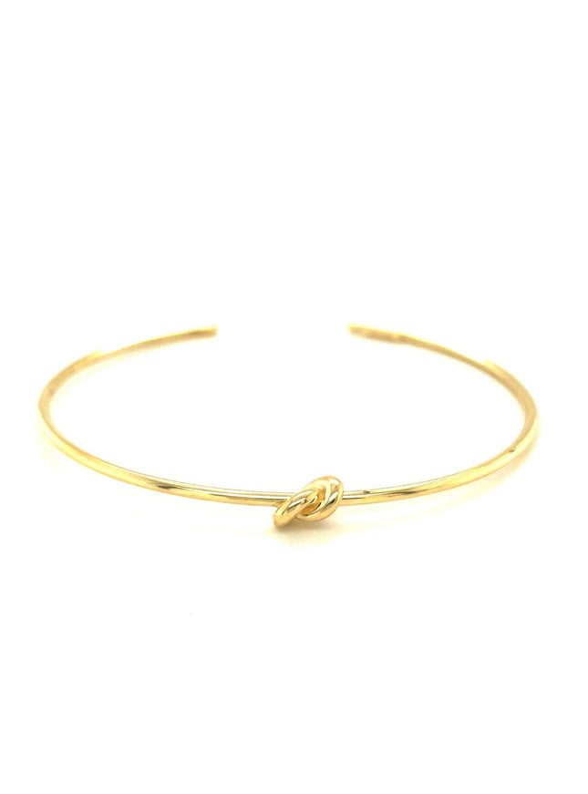 14k Yellow Gold Polished Cuff Bangle with Knot - Ellie Belle
