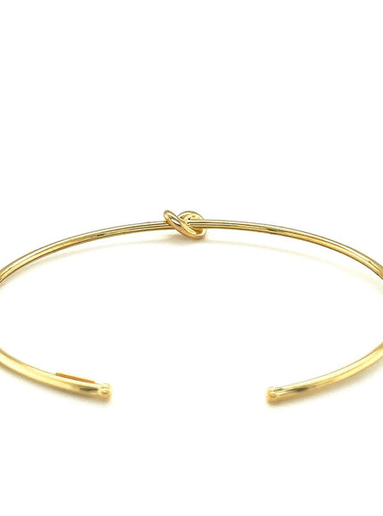 14k Yellow Gold Polished Cuff Bangle with Knot - Ellie Belle