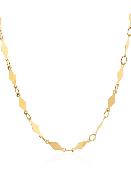 14K Yellow Gold Polished Diamond Motif Chain (3.0mm) - Ellie Belle