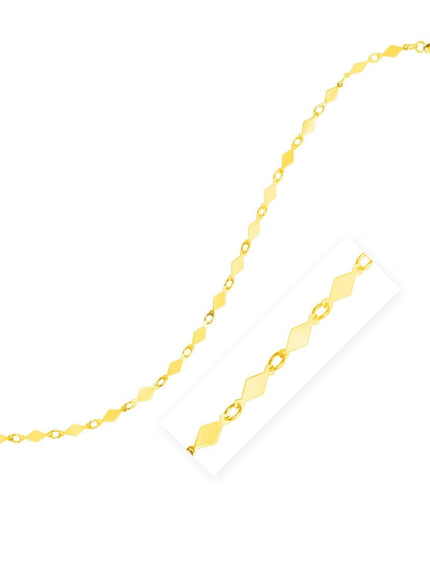 14K Yellow Gold Polished Diamond Motif Chain Bracelet - Ellie Belle