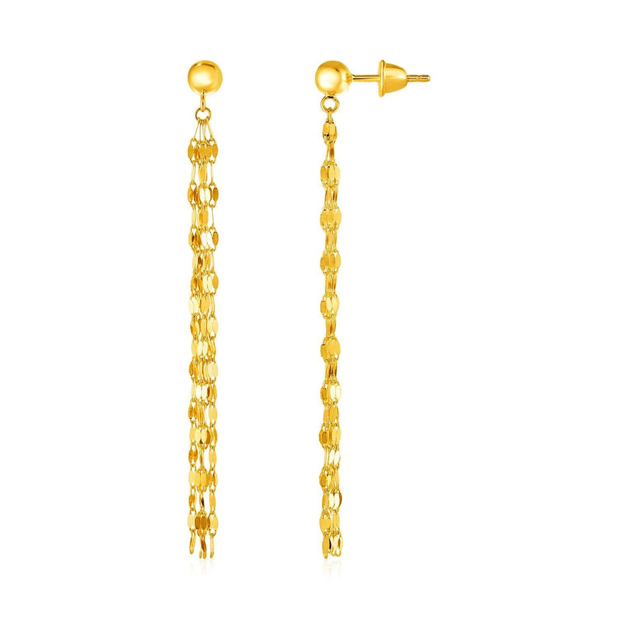 14k Yellow Gold Polished Drop Earrings - Ellie Belle