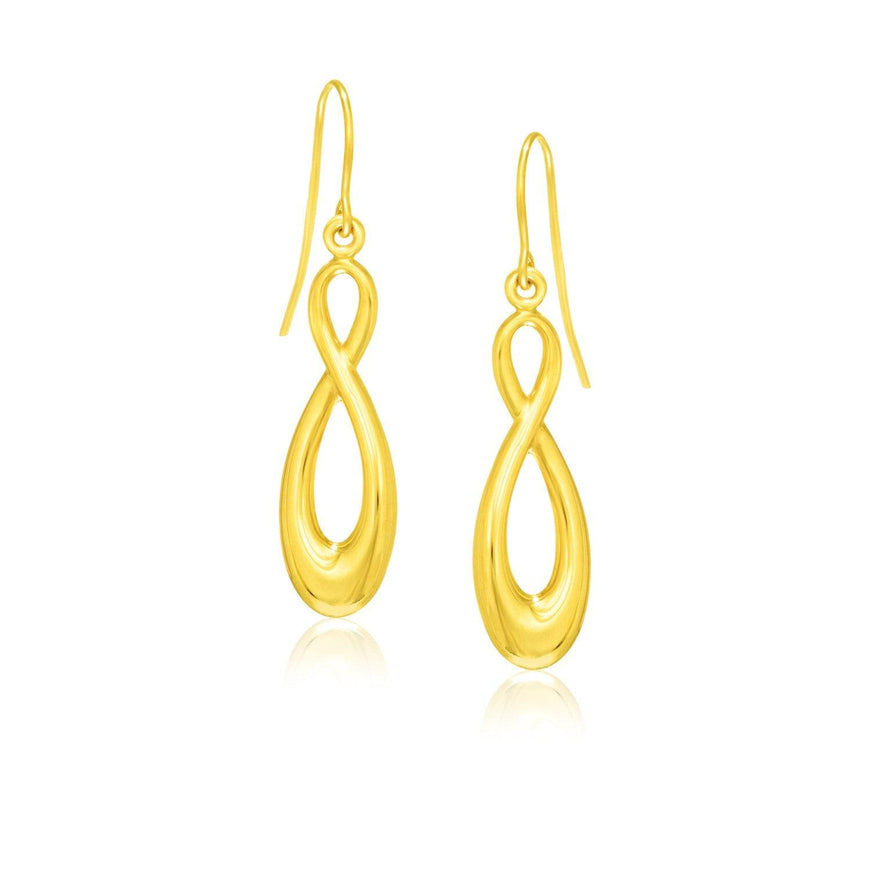 14k Yellow Gold Polished Earrings in Infinity Design - Ellie Belle