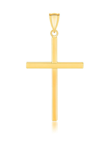 14k Yellow Gold Polished Flat Cross Pendant - Ellie Belle