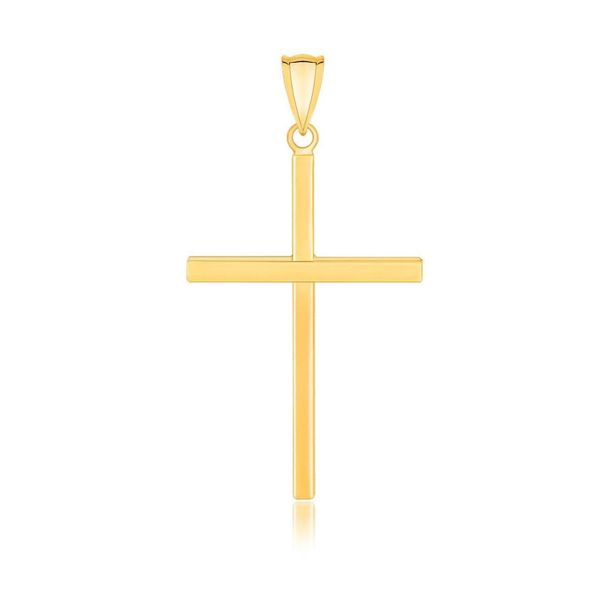 14k Yellow Gold Polished Flat Cross Pendant - Ellie Belle