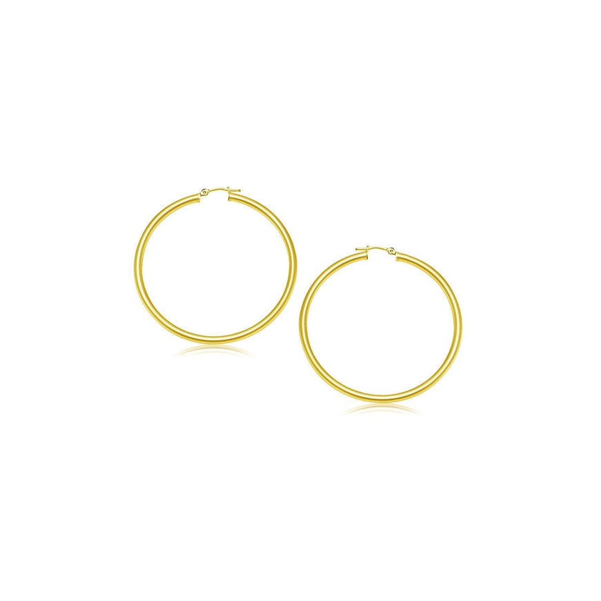 14k Yellow Gold Polished Hoop Earrings (15 mm) - Ellie Belle