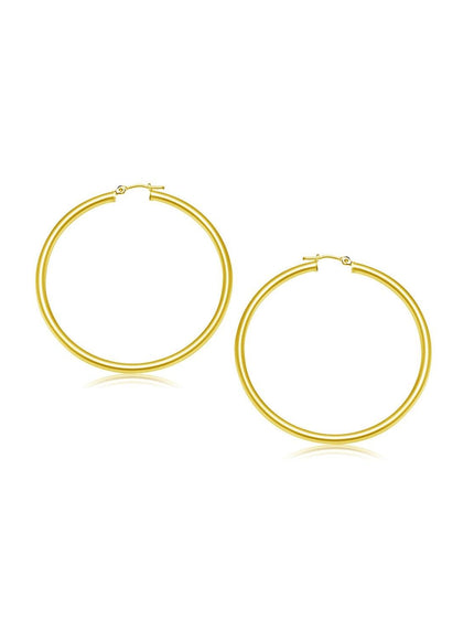 14k Yellow Gold Polished Hoop Earrings (2- mm) - Ellie Belle