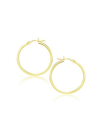 14k Yellow Gold Polished Hoop Earrings (20 mm) - Ellie Belle