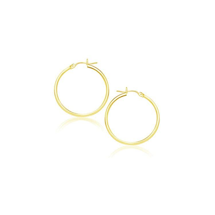 14k Yellow Gold Polished Hoop Earrings (20 mm) - Ellie Belle