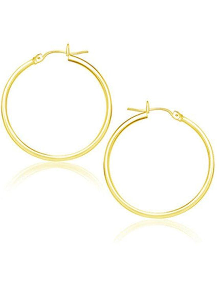 14k Yellow Gold Polished Hoop Earrings (25 mm) - Ellie Belle