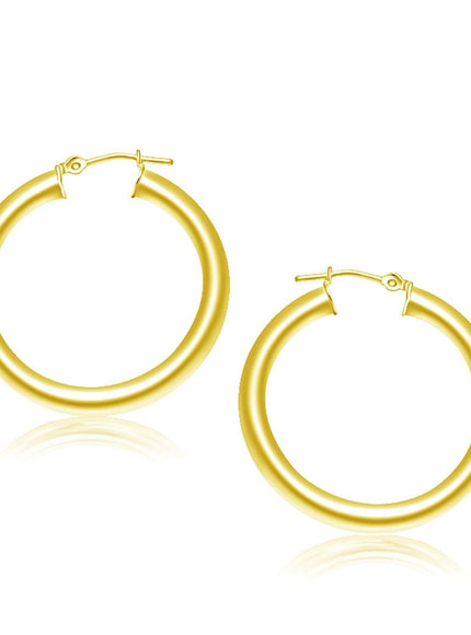 14k Yellow Gold Polished Hoop Earrings (30 mm) - Ellie Belle