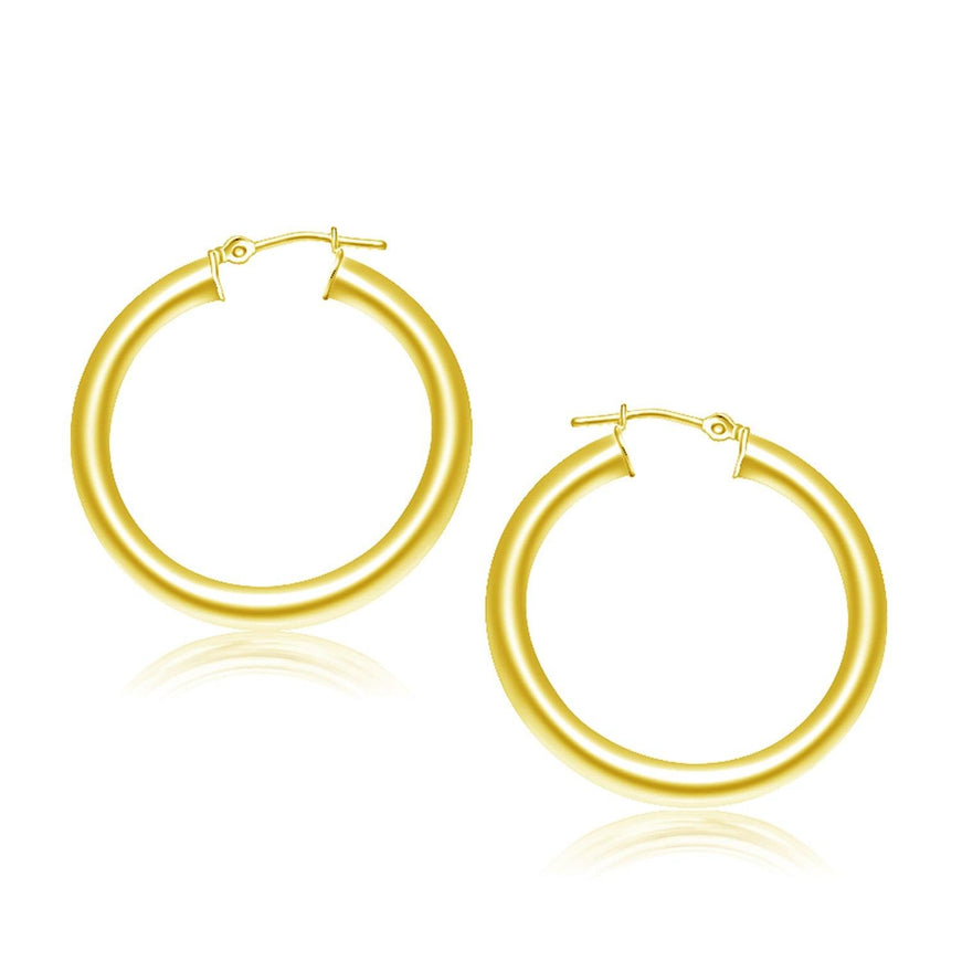 14k Yellow Gold Polished Hoop Earrings (30 mm) - Ellie Belle