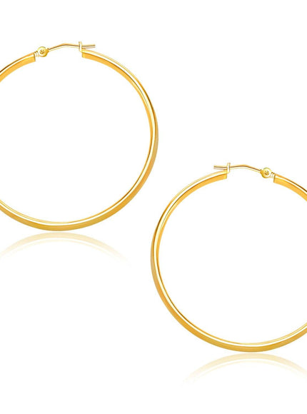 14k Yellow Gold Polished Hoop Earrings (30mm) - Ellie Belle