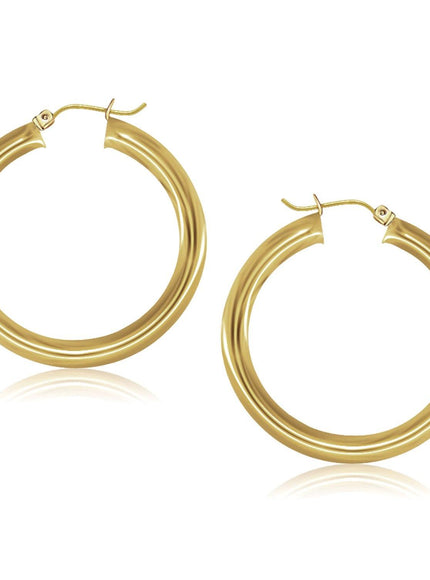 14k Yellow Gold Polished Hoop Earrings (40 mm) - Ellie Belle