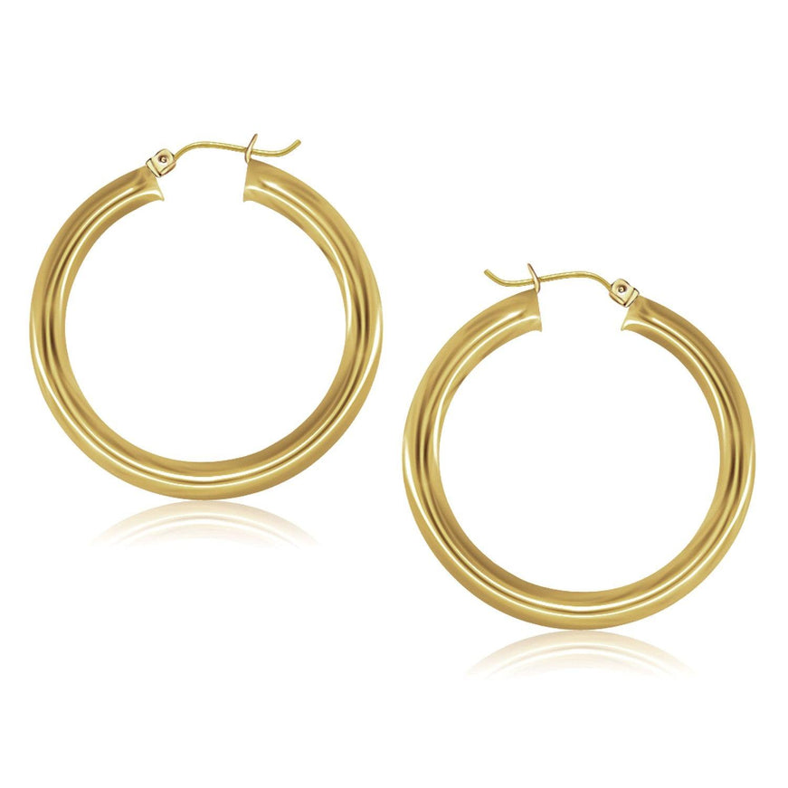 14k Yellow Gold Polished Hoop Earrings (40 mm) - Ellie Belle