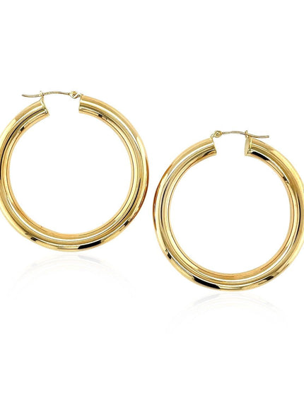 14k Yellow Gold Polished Hoop Earrings (40 mm) - Ellie Belle