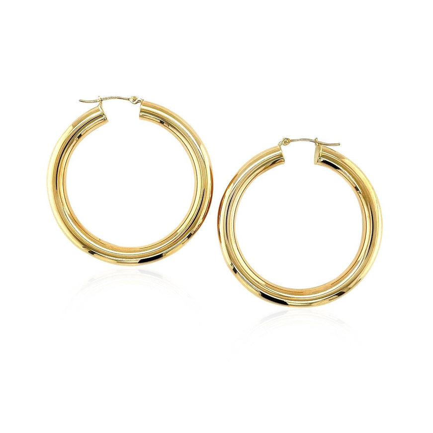 14k Yellow Gold Polished Hoop Earrings (40 mm) - Ellie Belle