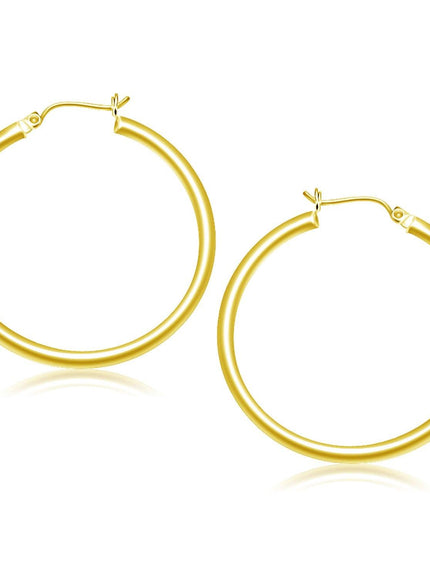 14k Yellow Gold Polished Hoop Earrings (40 mm) - Ellie Belle