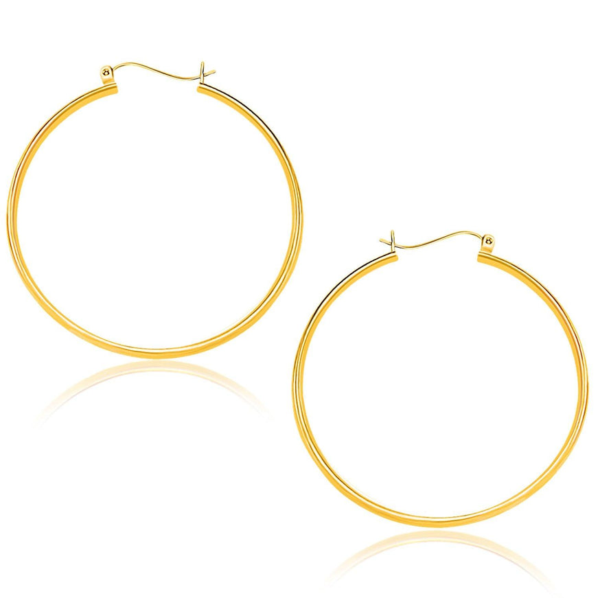 14k Yellow Gold Polished Hoop Earrings (40mm) - Ellie Belle