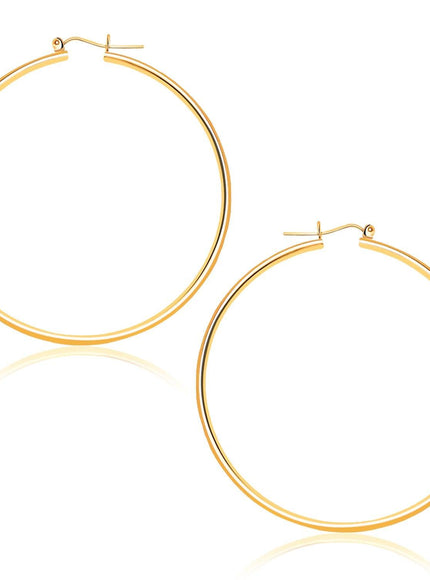 14k Yellow Gold Polished Hoop Earrings (45 mm) - Ellie Belle