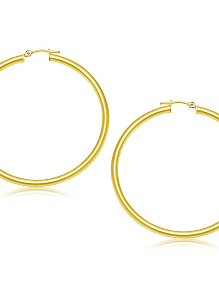 14k Yellow Gold Polished Hoop Earrings (50 mm) - Ellie Belle