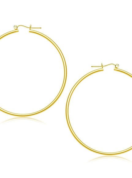 14k Yellow Gold Polished Hoop Earrings (55 mm) - Ellie Belle