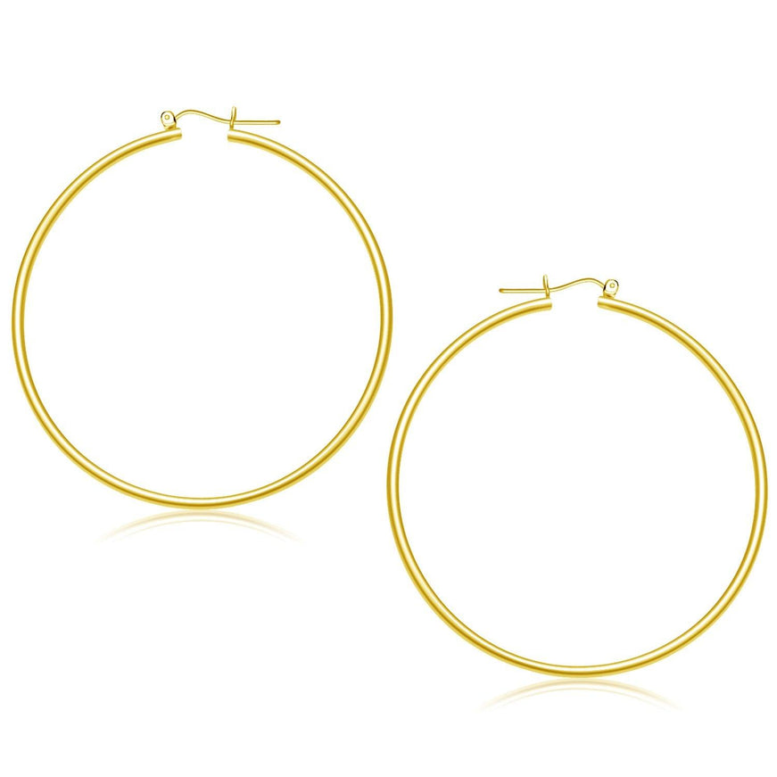 14k Yellow Gold Polished Hoop Earrings (55 mm) - Ellie Belle