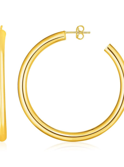 14k Yellow Gold Polished Hoop Earrings - Ellie Belle