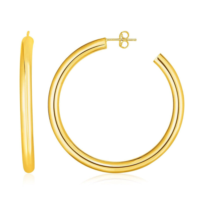 14k Yellow Gold Polished Hoop Earrings - Ellie Belle