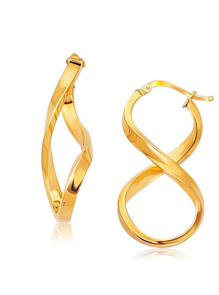 14k Yellow Gold Polished Infinity Shape Drop Earrings - Ellie Belle