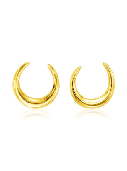 14k Yellow Gold Polished Moon Earrings - Ellie Belle