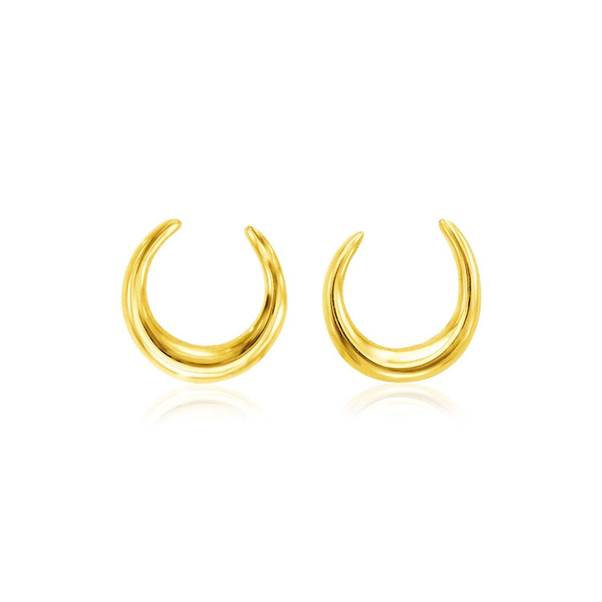 14k Yellow Gold Polished Moon Earrings - Ellie Belle