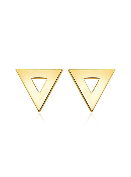 14k Yellow Gold Polished Open Triangle Post Earrings - Ellie Belle