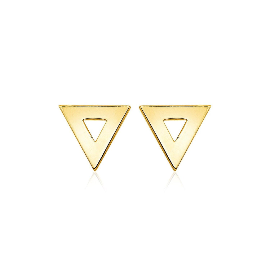 14k Yellow Gold Polished Open Triangle Post Earrings - Ellie Belle