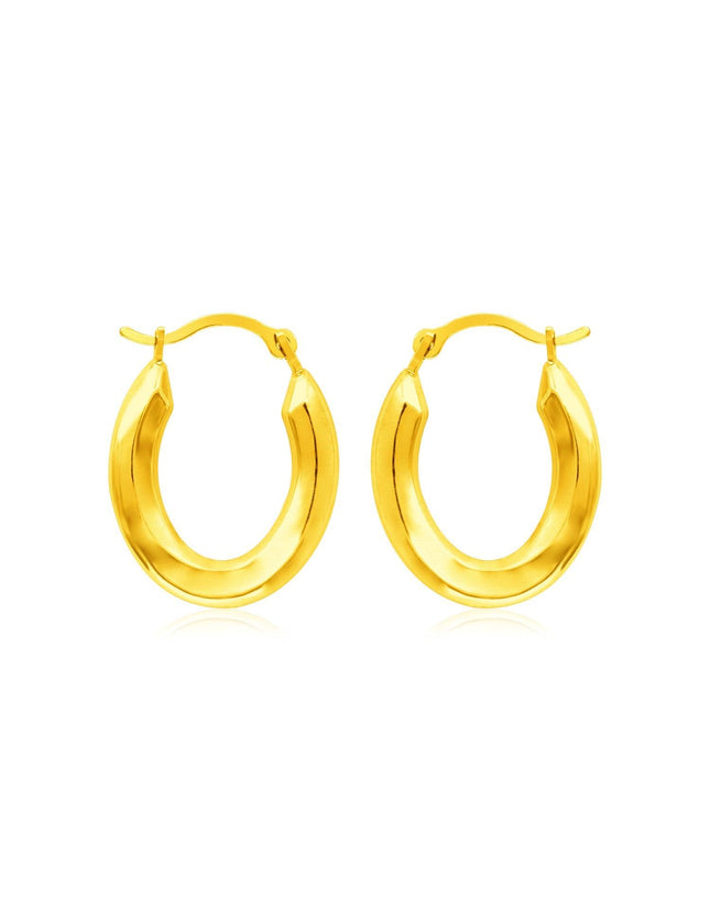14k Yellow Gold Polished Oval Hoop Earrings - Ellie Belle