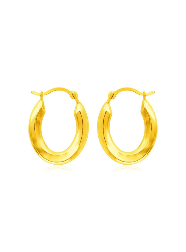14k Yellow Gold Polished Oval Hoop Earrings - Ellie Belle