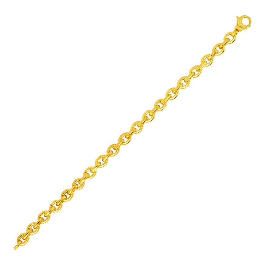 14k Yellow Gold Polished Oval Link Bracelet - Ellie Belle