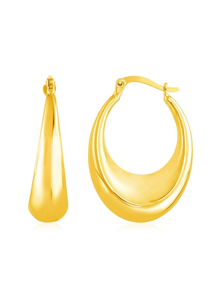 14k Yellow Gold Polished Puffed Hoop Earrings - Ellie Belle