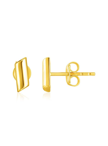 14k Yellow Gold Polished Rectangular Post Earrings - Ellie Belle