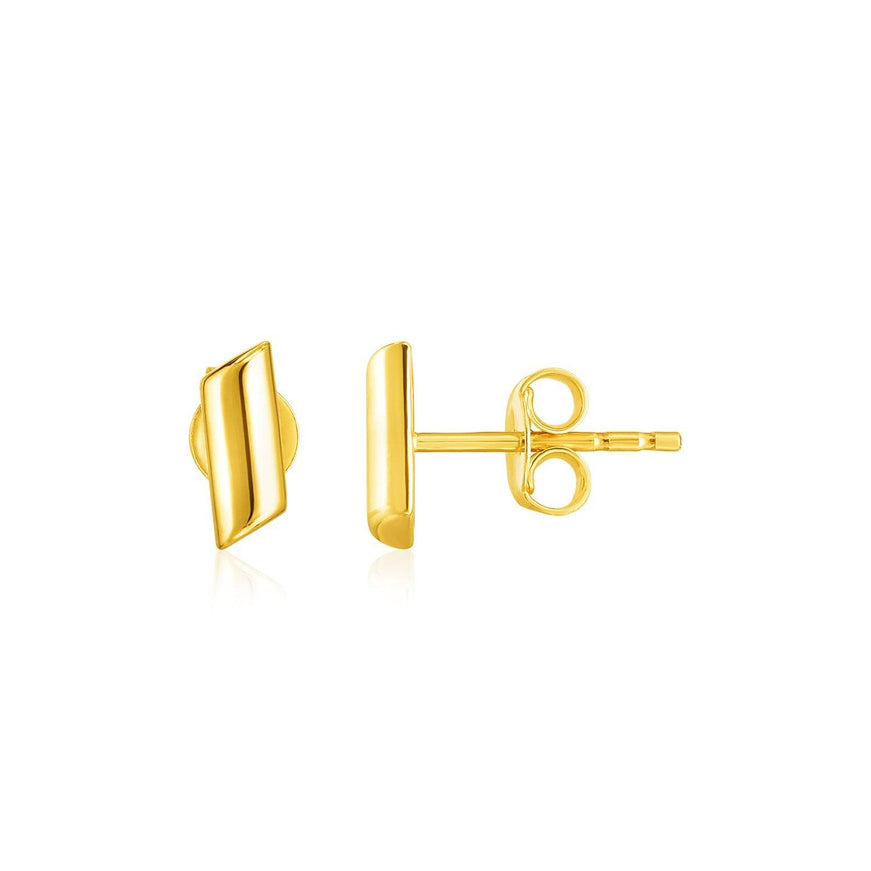 14k Yellow Gold Polished Rectangular Post Earrings - Ellie Belle