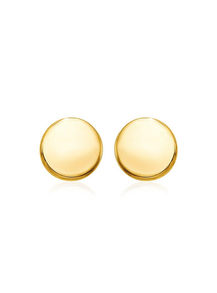 14k Yellow Gold Polished Round Post Earrings - Ellie Belle