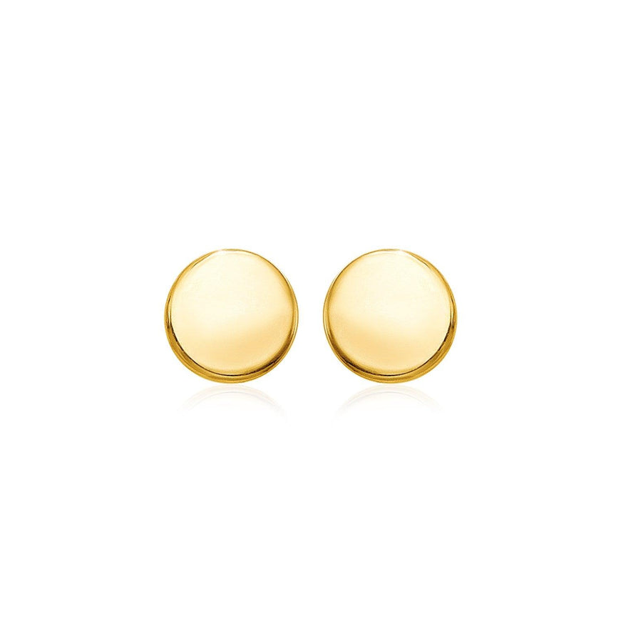 14k Yellow Gold Polished Round Post Earrings - Ellie Belle