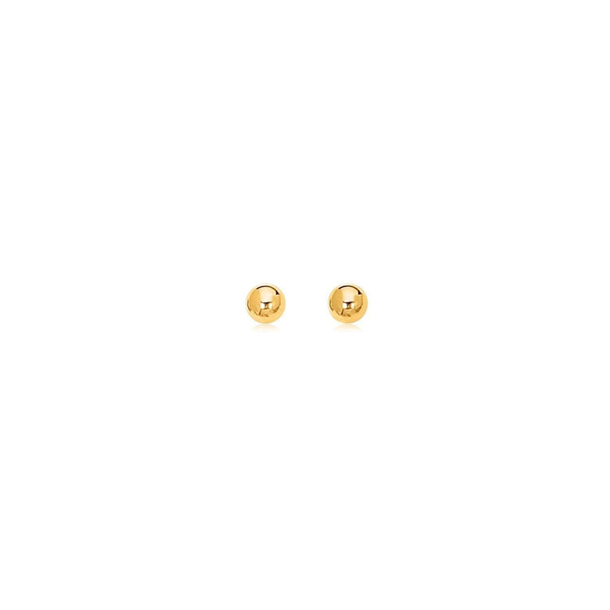 14k Yellow Gold Polished Round Stud Earrings - Ellie Belle