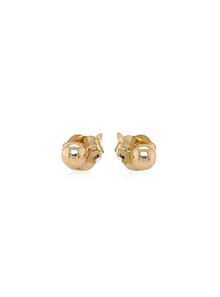 14k Yellow Gold Polished Round Stud Earrings - Ellie Belle