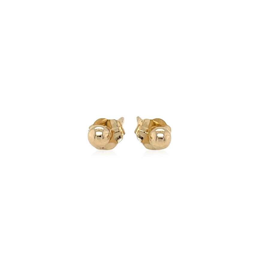 14k Yellow Gold Polished Round Stud Earrings - Ellie Belle