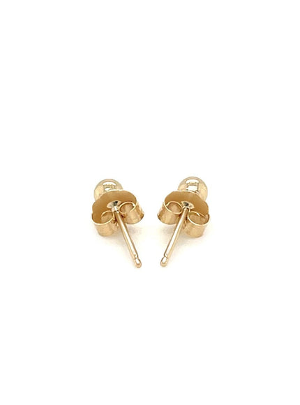 14k Yellow Gold Polished Round Stud Earrings - Ellie Belle