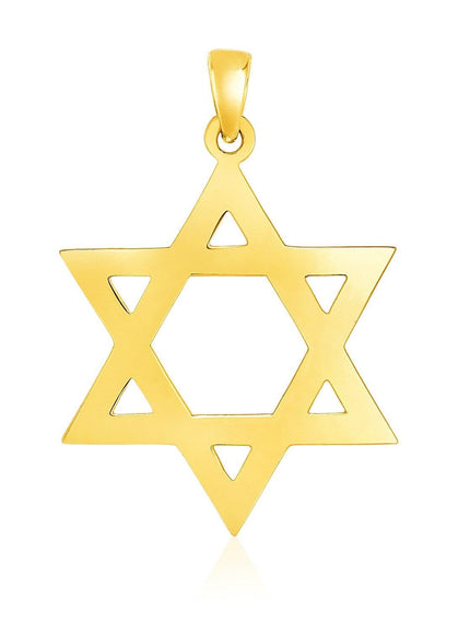 14k Yellow Gold Polished Star of David Pendant - Ellie Belle